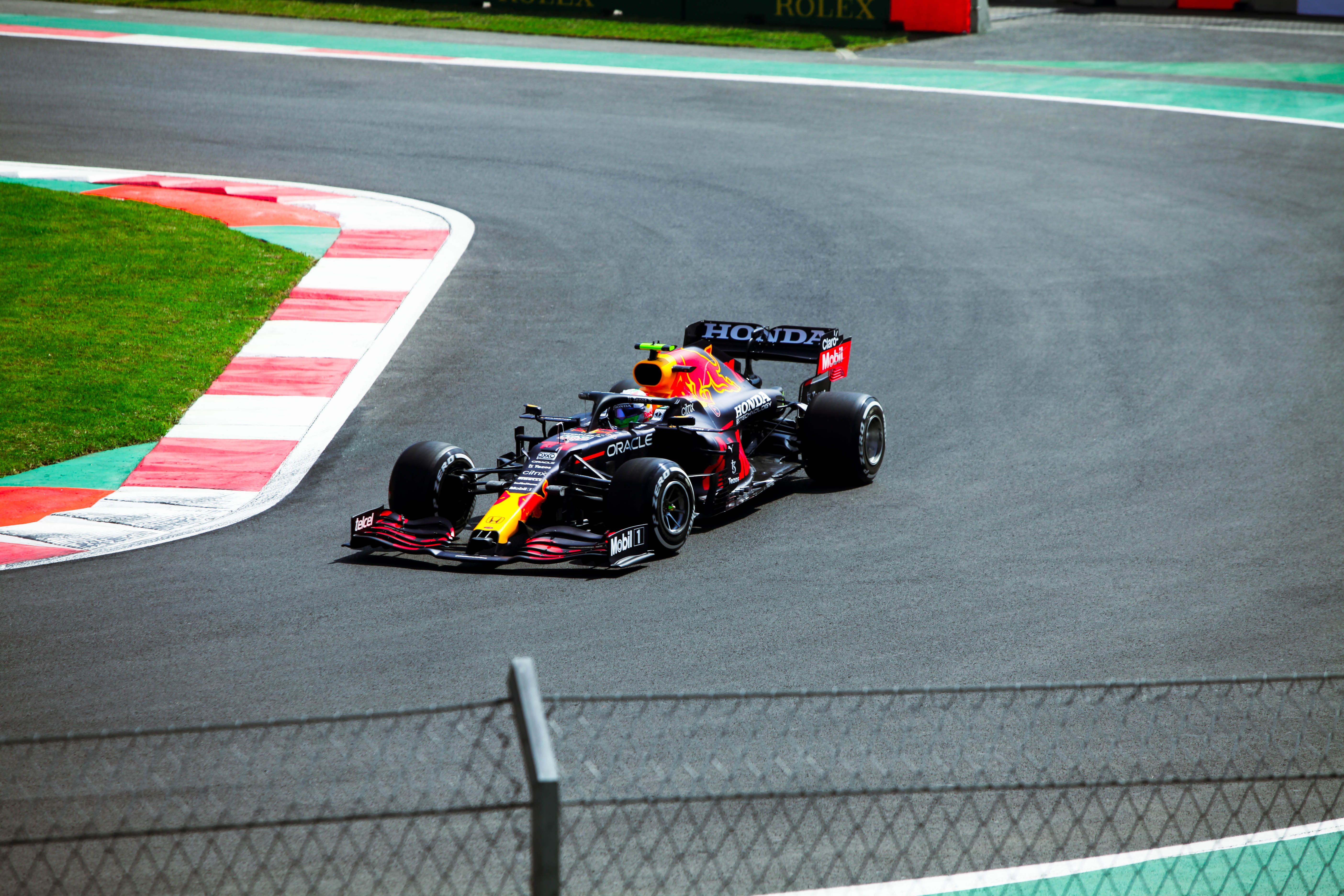 Formula One car racing on a street circuit in Mexico City during a grand prix